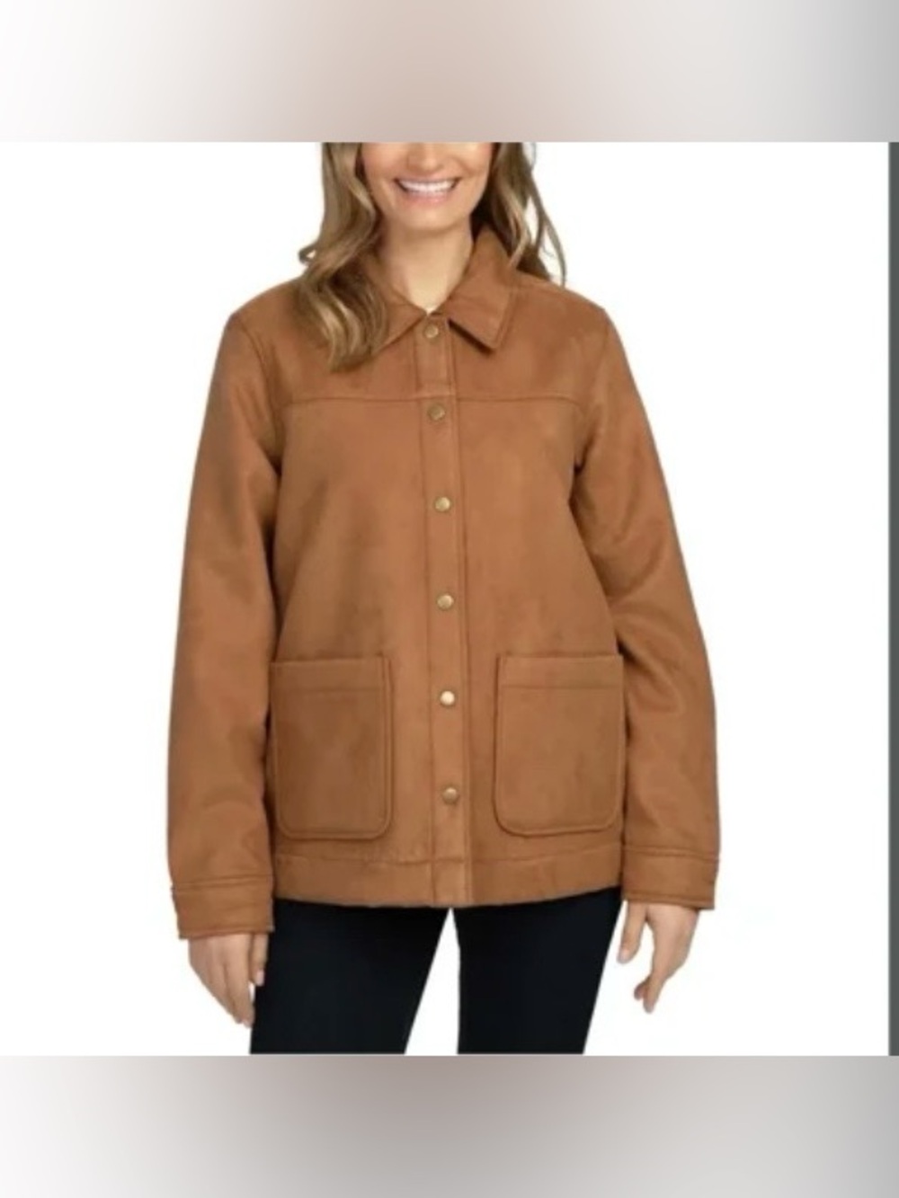 Boston Traders Women's Fleece Lined Trucker Jacket, Tan, size XS - Picture 2 of 6